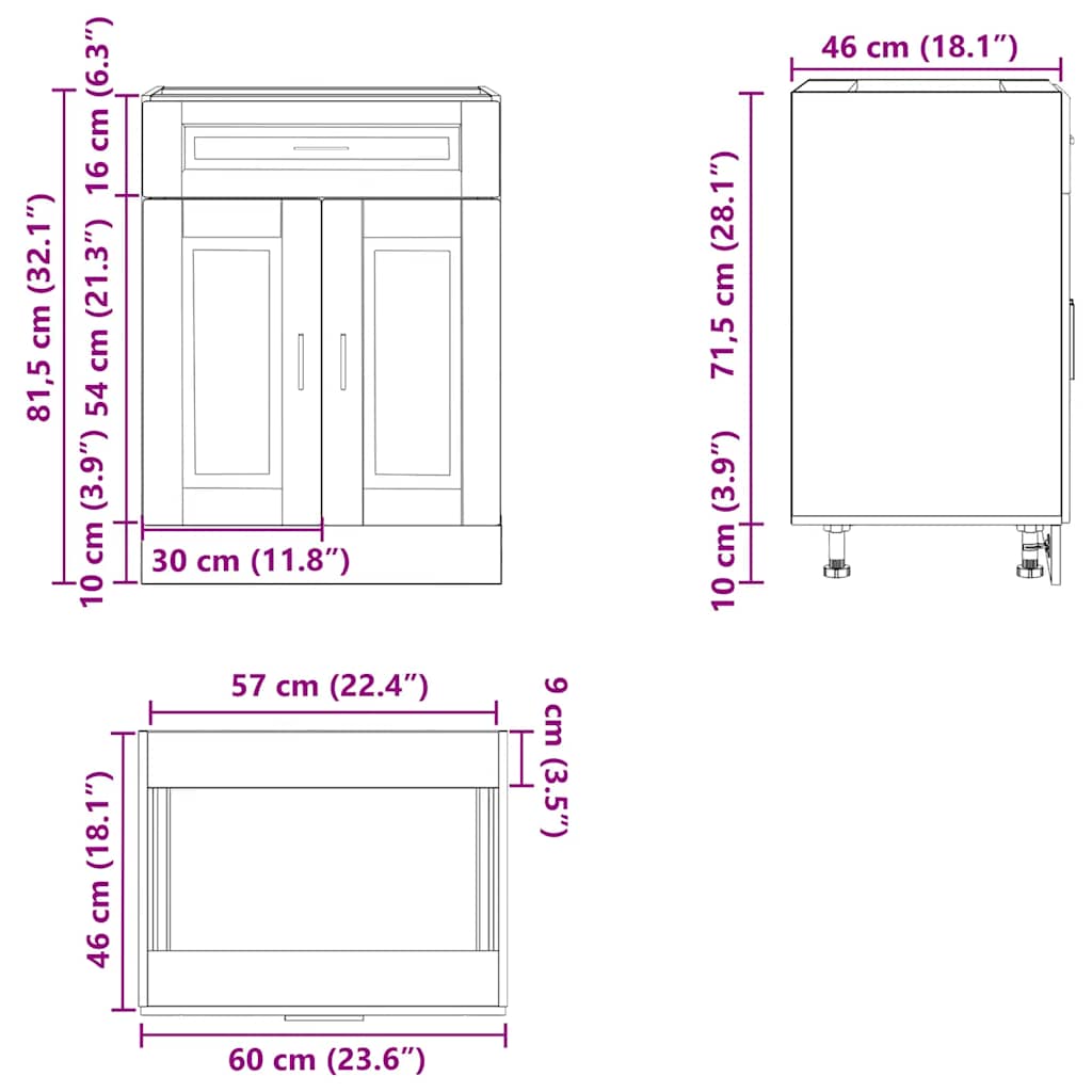 Kitchen Base Cabinet Porto Sonoma Oak Engineered Wood