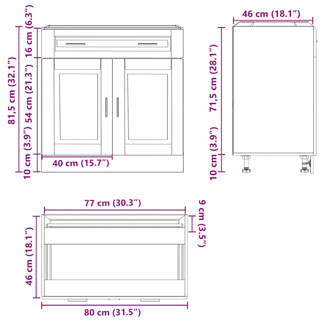 Kitchen Base Cabinet Porto White Engineered Wood