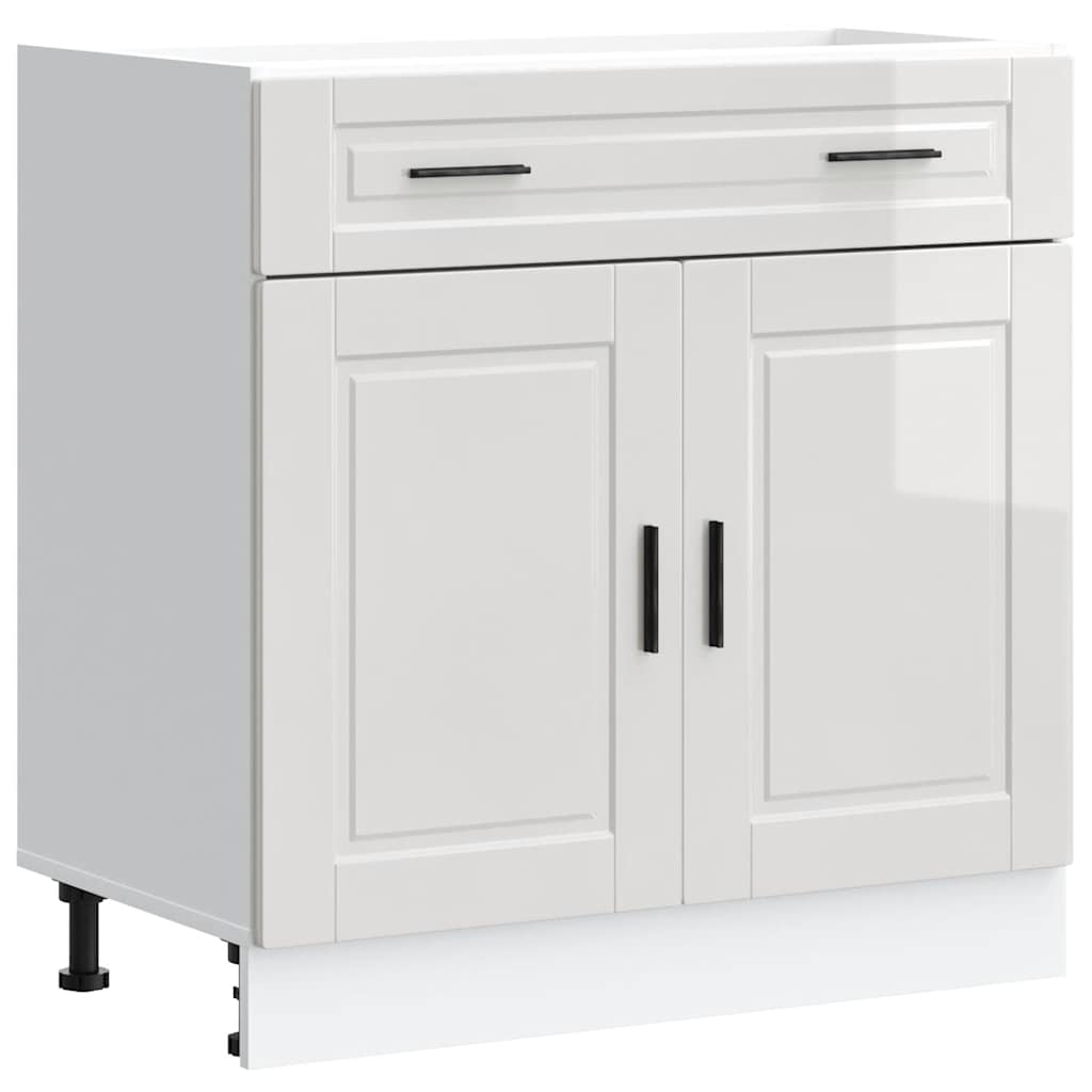 Kitchen Base Cabinet Porto High Gloss White Engineered Wood