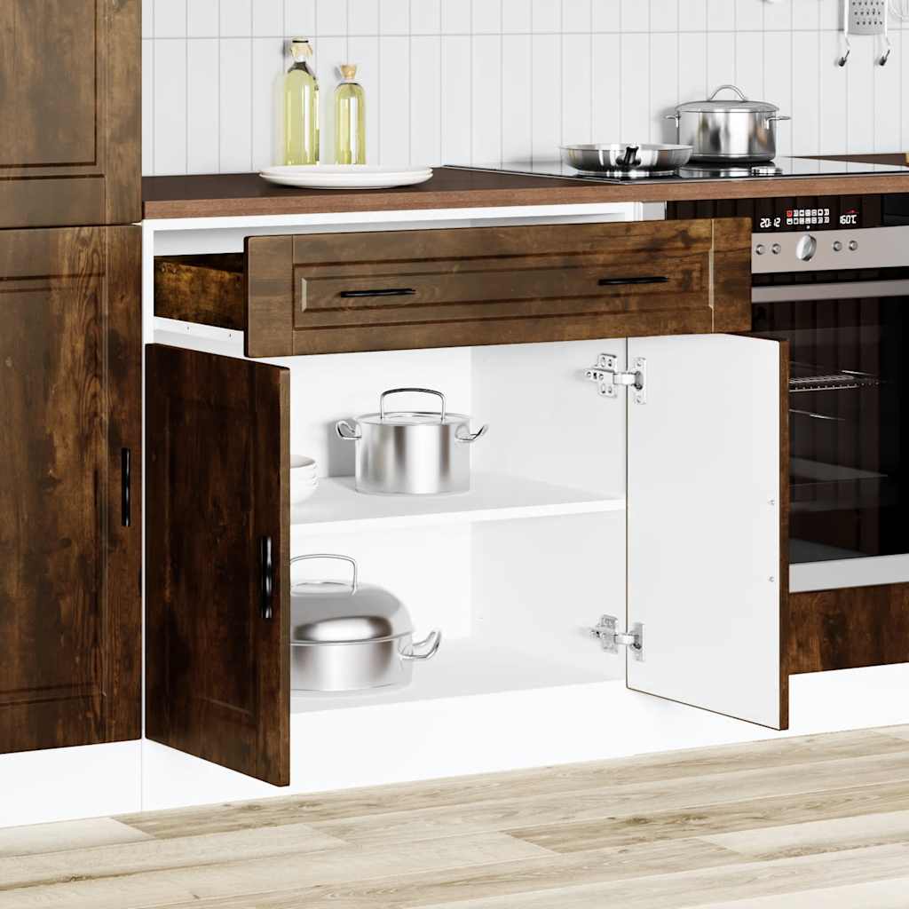 Kitchen Base Cabinet Porto Smoked Oak Engineered Wood