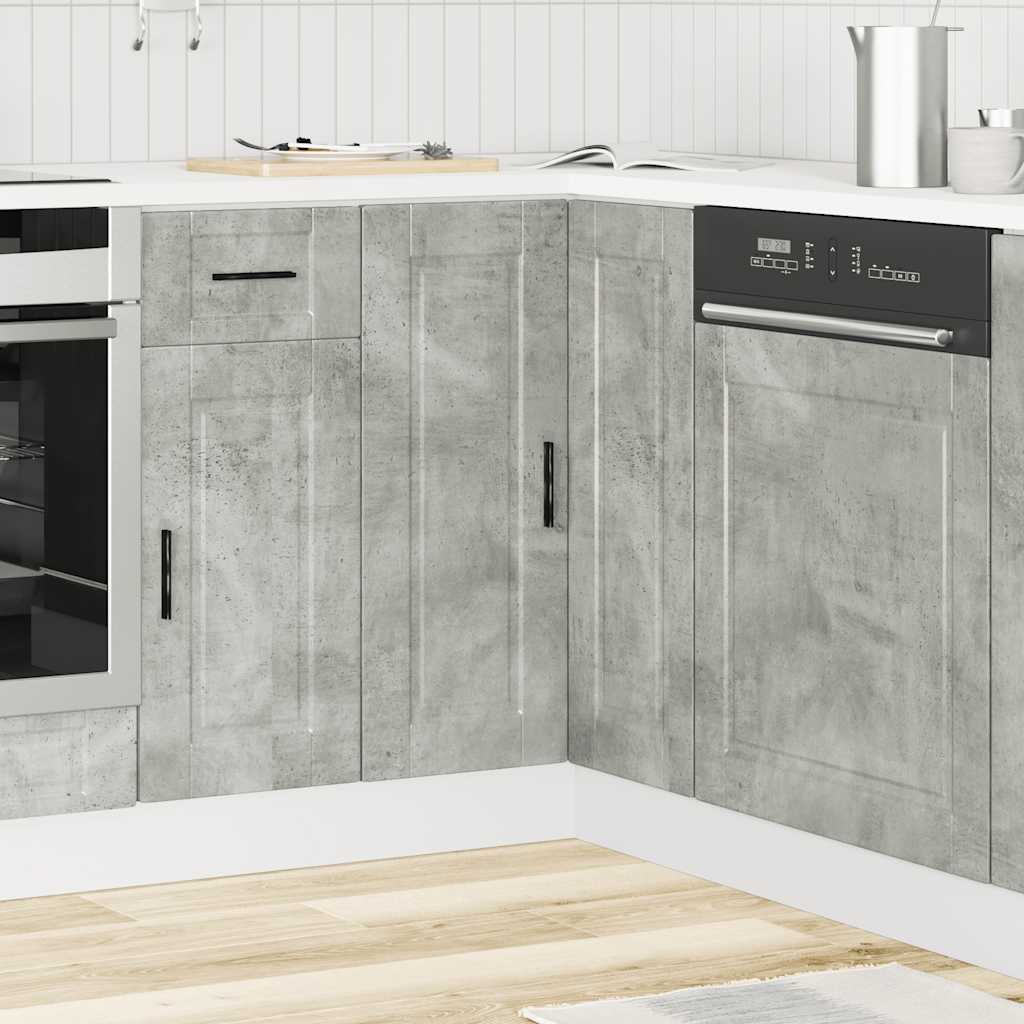 Kitchen Corner Base Cabinet Porto Concrete Grey Engineered Wood