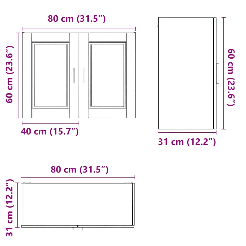 Kitchen Wall Cabinet Porto Concrete Grey Engineered Wood