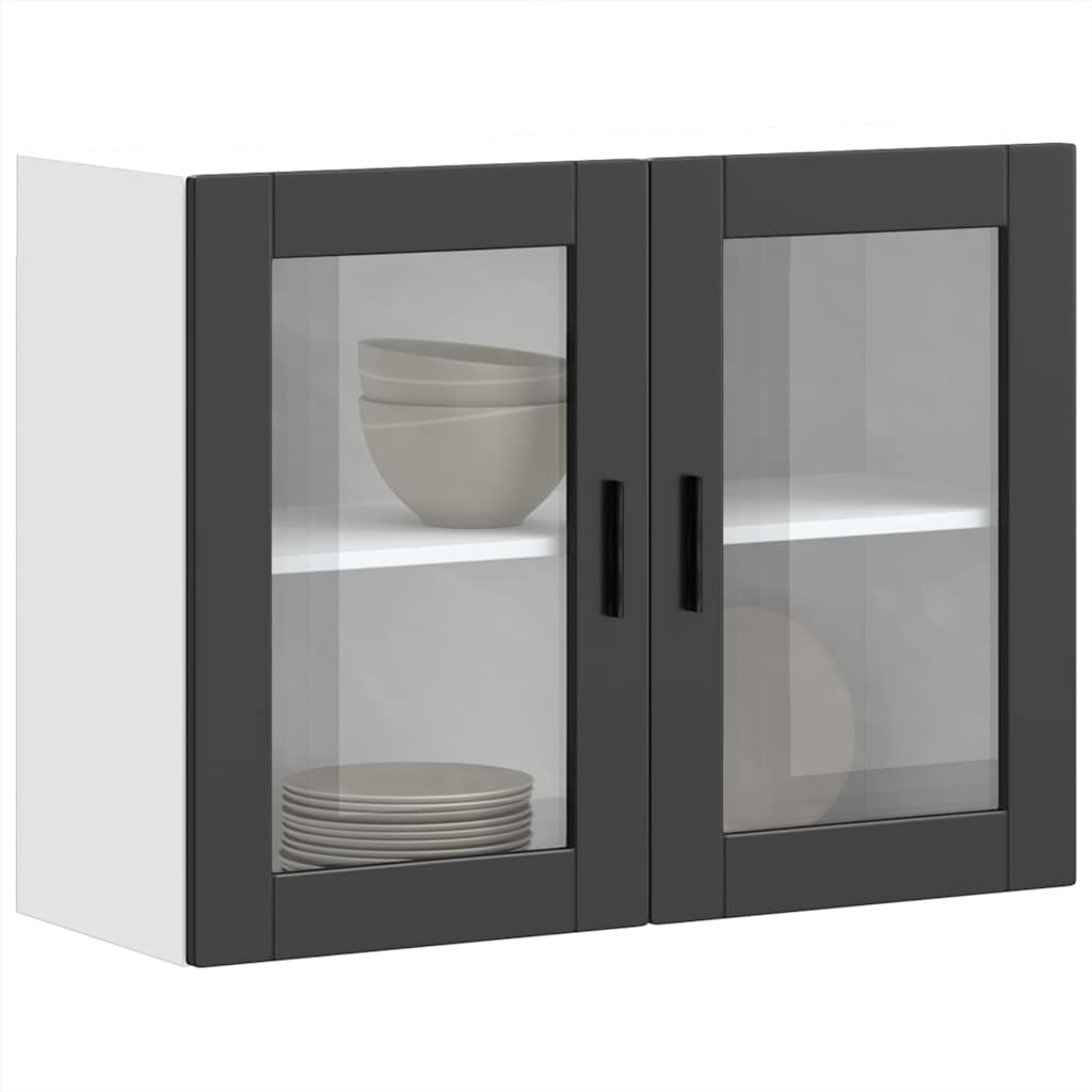 Kitchen Wall Cabinet with Glass Door Porto Black