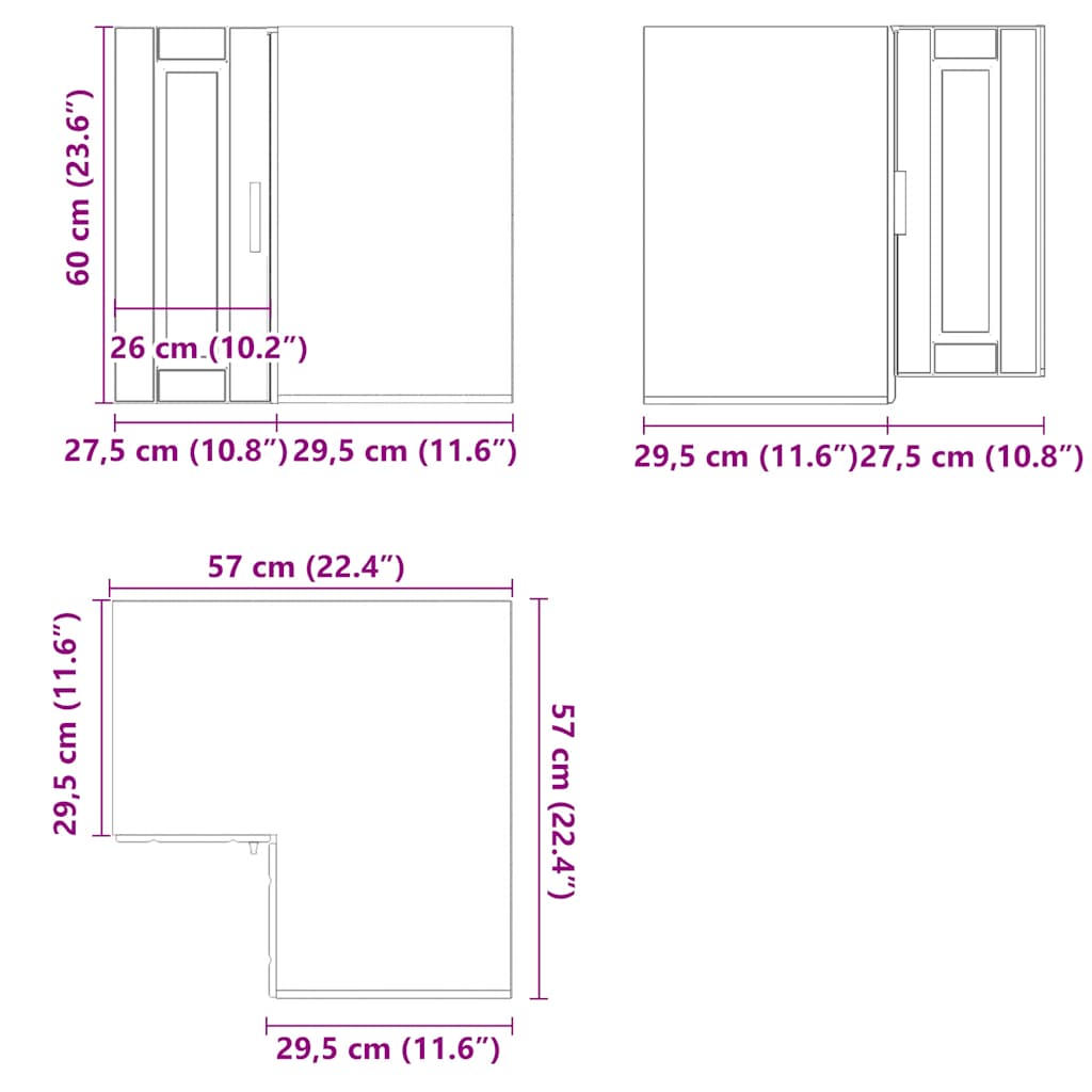 Kitchen Wall Corner Cabinet Porto White Engineered Wood