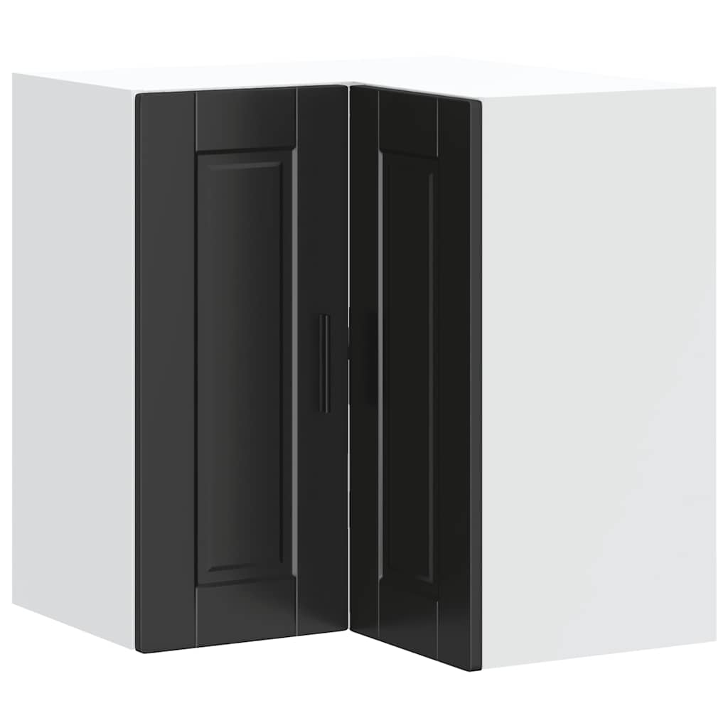 Kitchen Wall Corner Cabinet "Porto" Black Engineered Wood