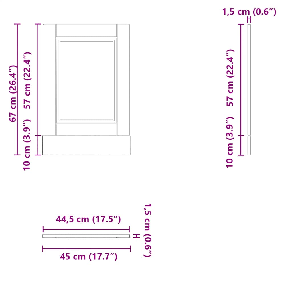 Dishwasher Panel Porto Smoked Oak 45x1,5x67 cm Engineered Wood