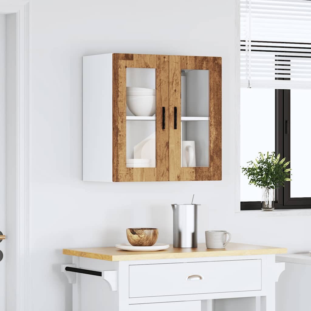 Kitchen Wall Cabinet with Glass Door Porto Old Wood