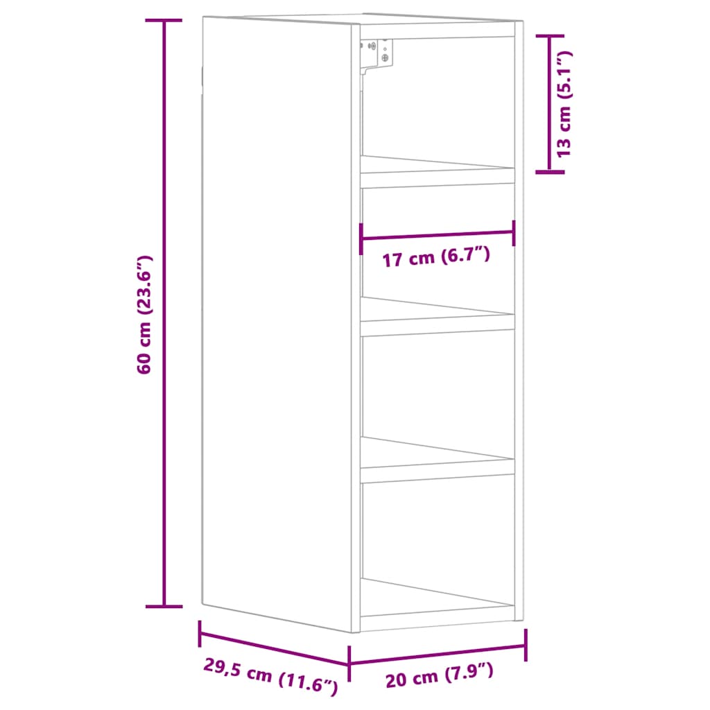 Hanging Cabinet White 20x29.5x60 cm Engineered Wood