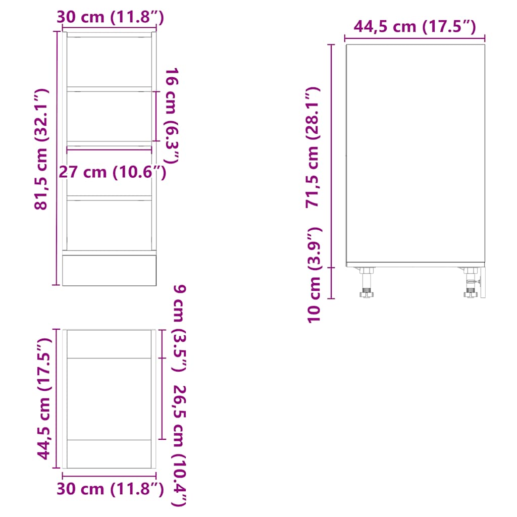 Bottom Cabinet Grey Sonoma 30x44,5x81,5 cm Engineered Wood