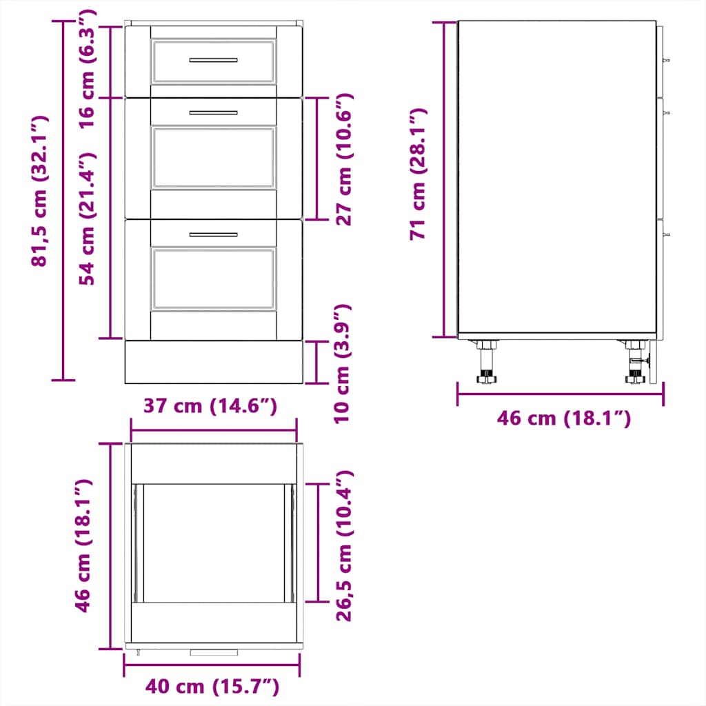 Kitchen Base Cabinet Porto High Gloss White Engineered Wood