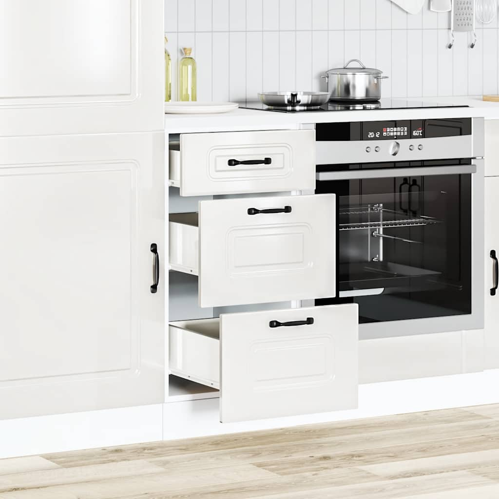 Kitchen Base Cabinet Kalmar High Gloss White Engineered Wood