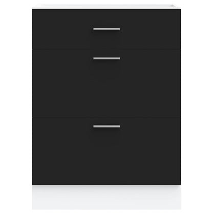 Kitchen Base Cabinet Black Engineered Wood