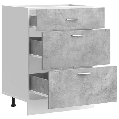 Kitchen Base Cabinet Concrete Grey Engineered Wood