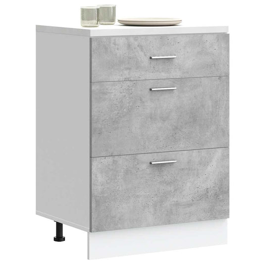 Kitchen Base Cabinet Concrete Grey Engineered Wood