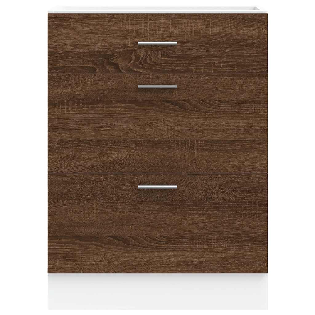 Kitchen Base Cabinet Brown Oak Engineered Wood