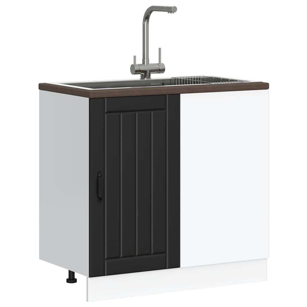 Sink Base Cabinet Lucca Black Engineered Wood