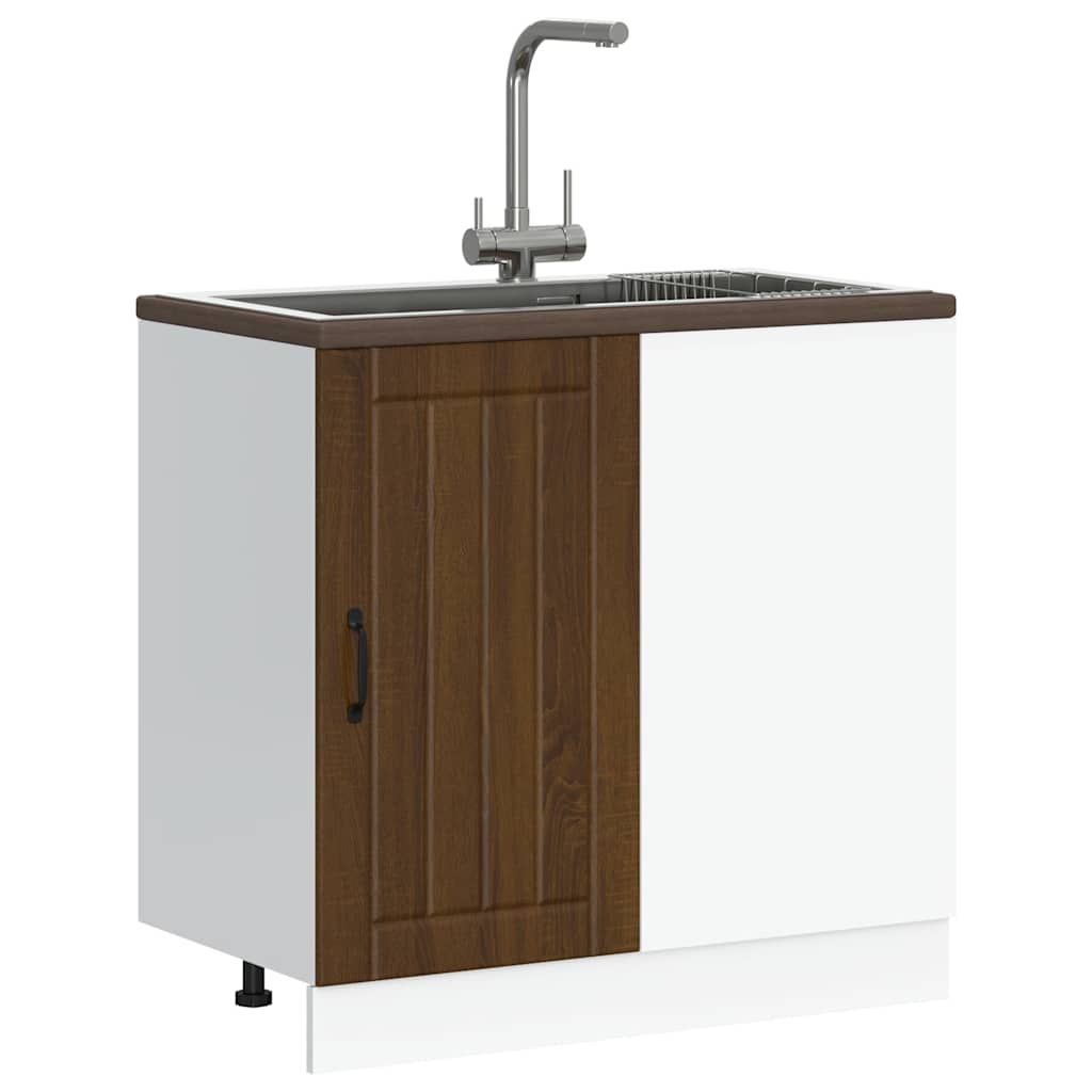 Sink Base Cabinet Lucca Brown Oak Engineered Wood