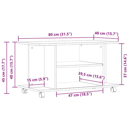 TV Cabinet with Castors Old Wood 80x40x45 cm Engineered Wood