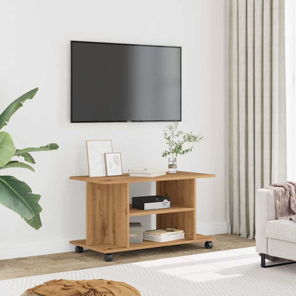 TV Cabinet with Castors Artisan Oak 80x40x45 cm Engineered Wood