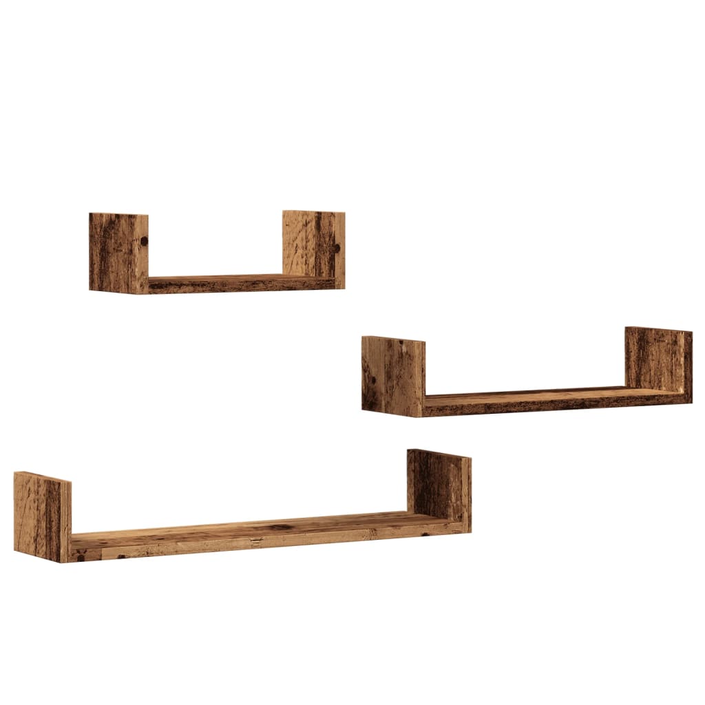 Wall Shelves 3 pcs Old Wood Engineered Wood