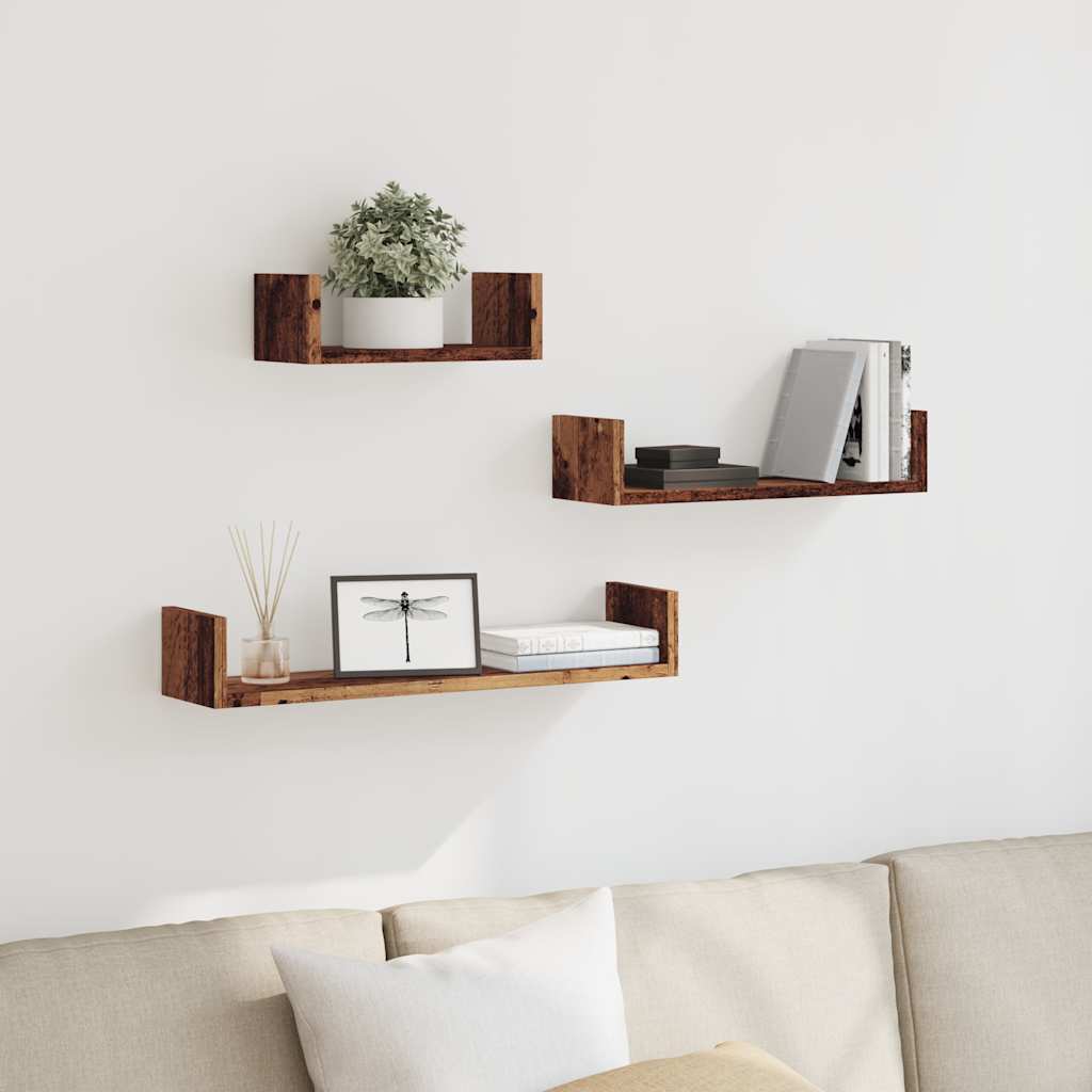 Wall Shelves 3 pcs Old Wood Engineered Wood