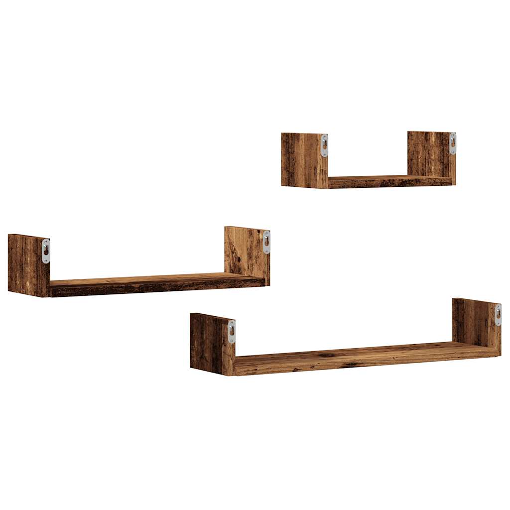 Wall Shelves 3 pcs Old Wood Engineered Wood