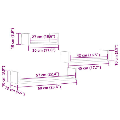 Wall Shelves 3 pcs Old Wood Engineered Wood