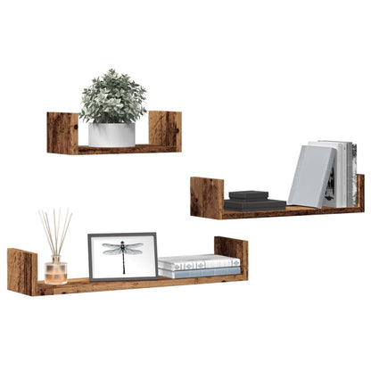 Wall Shelves 3 pcs Old Wood Engineered Wood