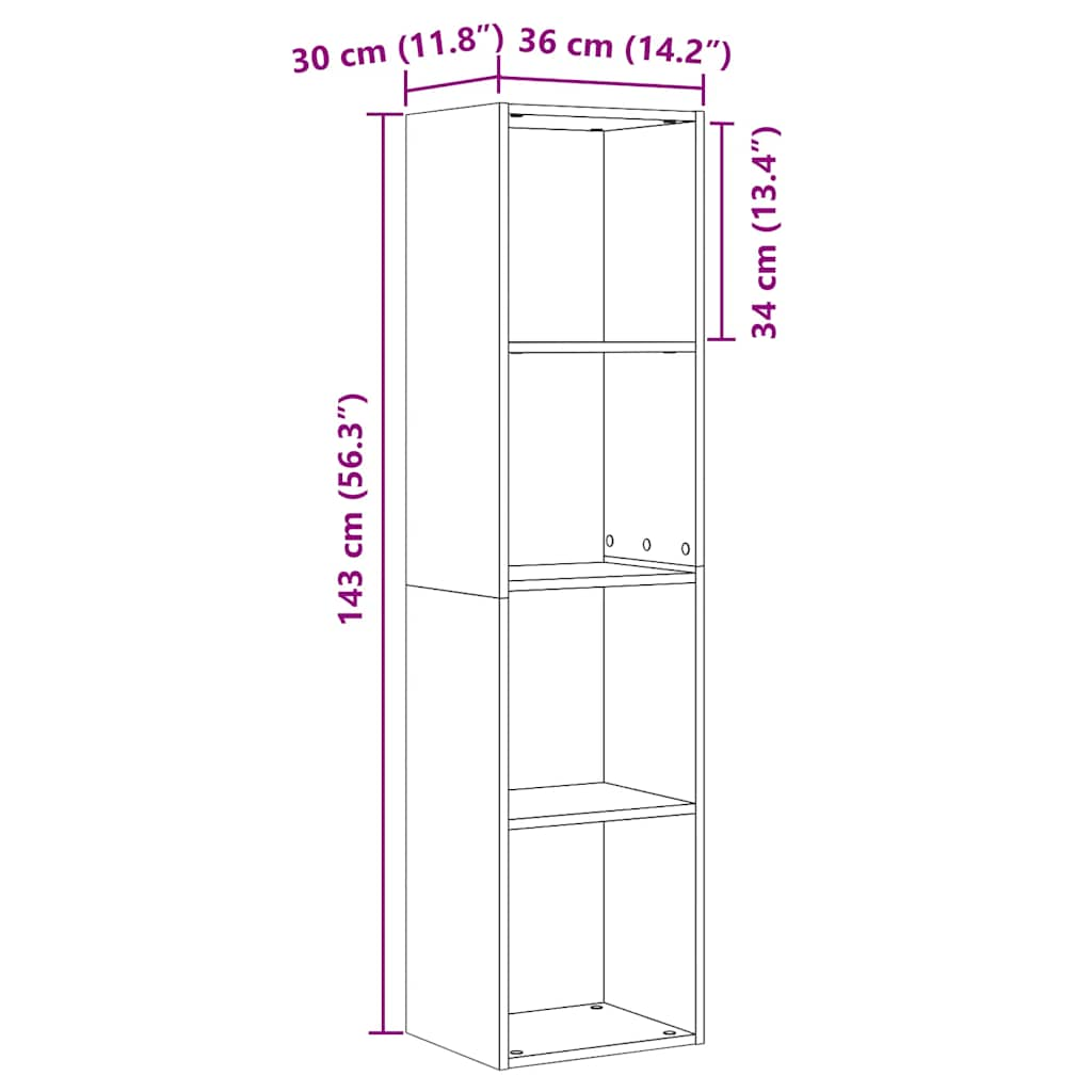 Book Cabinet/TV Cabinet Old Wood 36x30x143cm Engineered Wood