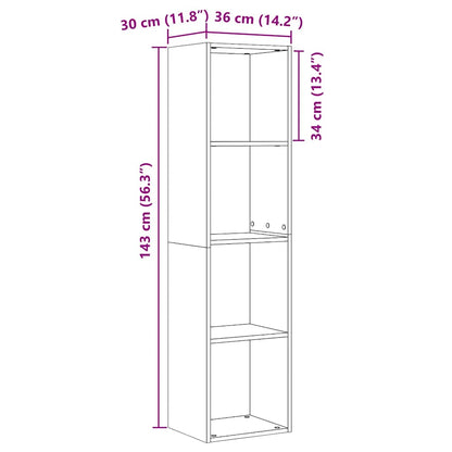 Book Cabinet/TV Cabinet Old Wood 36x30x143cm Engineered Wood