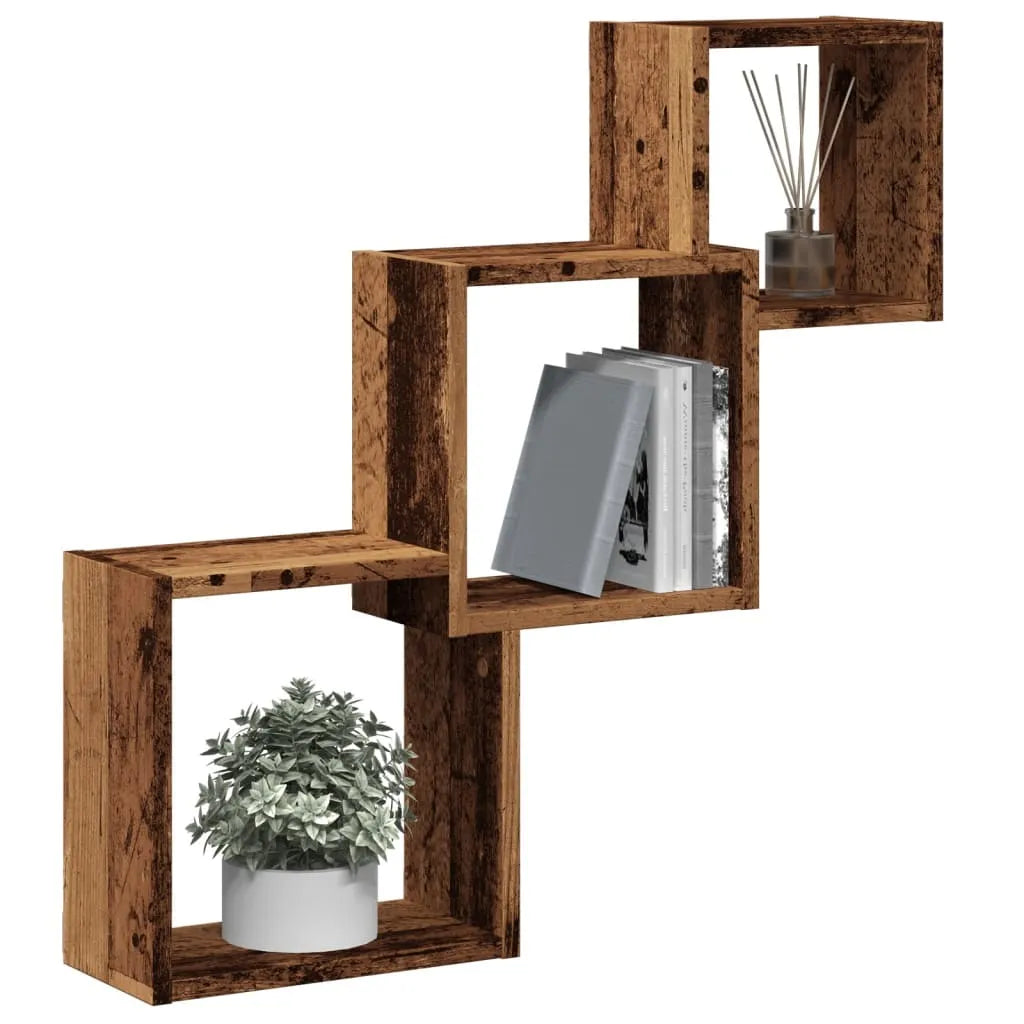 Wall Cube Shelves Old Wood 68x15x68 cm Engineered Wood