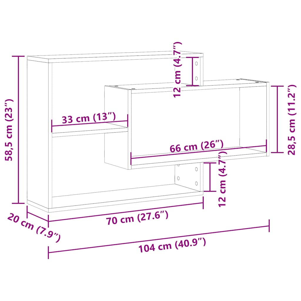 Wall Shelf Old Wood 104x20x58.5 cm Engineered Wood