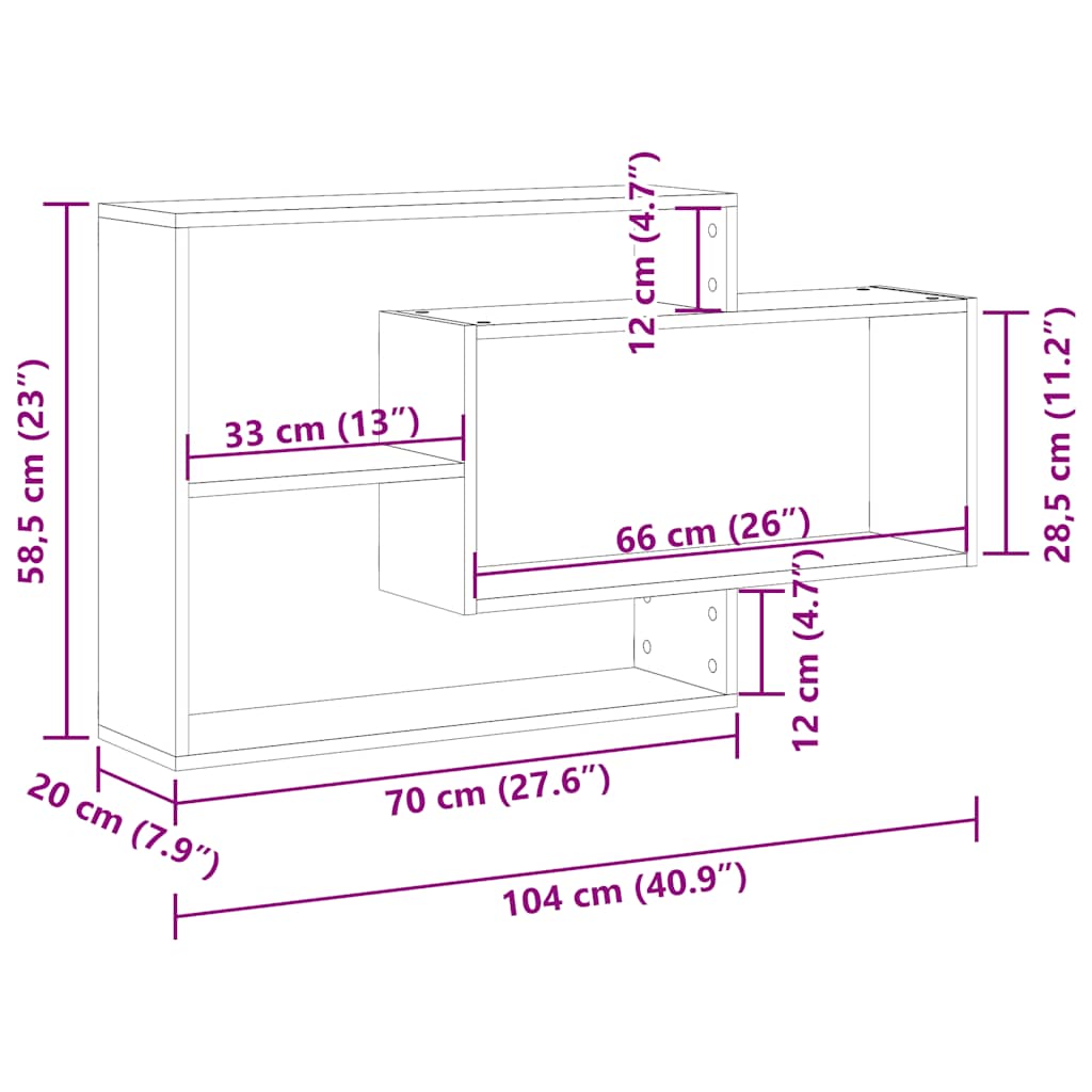 Wall Shelf Artisan Oak 104x20x58.5 cm Engineered Wood