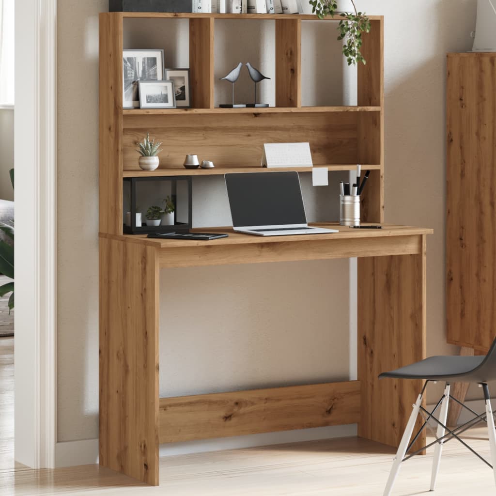 Desk with Shelves Artisan Oak 102x45x148 cm Engineered Wood