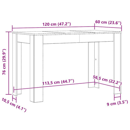 Dining Table Artisan Oak 120x60x76 cm Engineered Wood