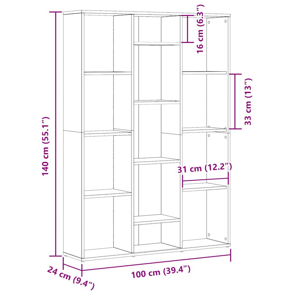 Room Divider/Book Cabinet Old Wood 100x24x140 cm Engineered Wood