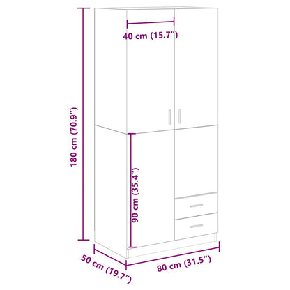 Wardrobe Old Wood 80x52x180 cm Engineered Wood