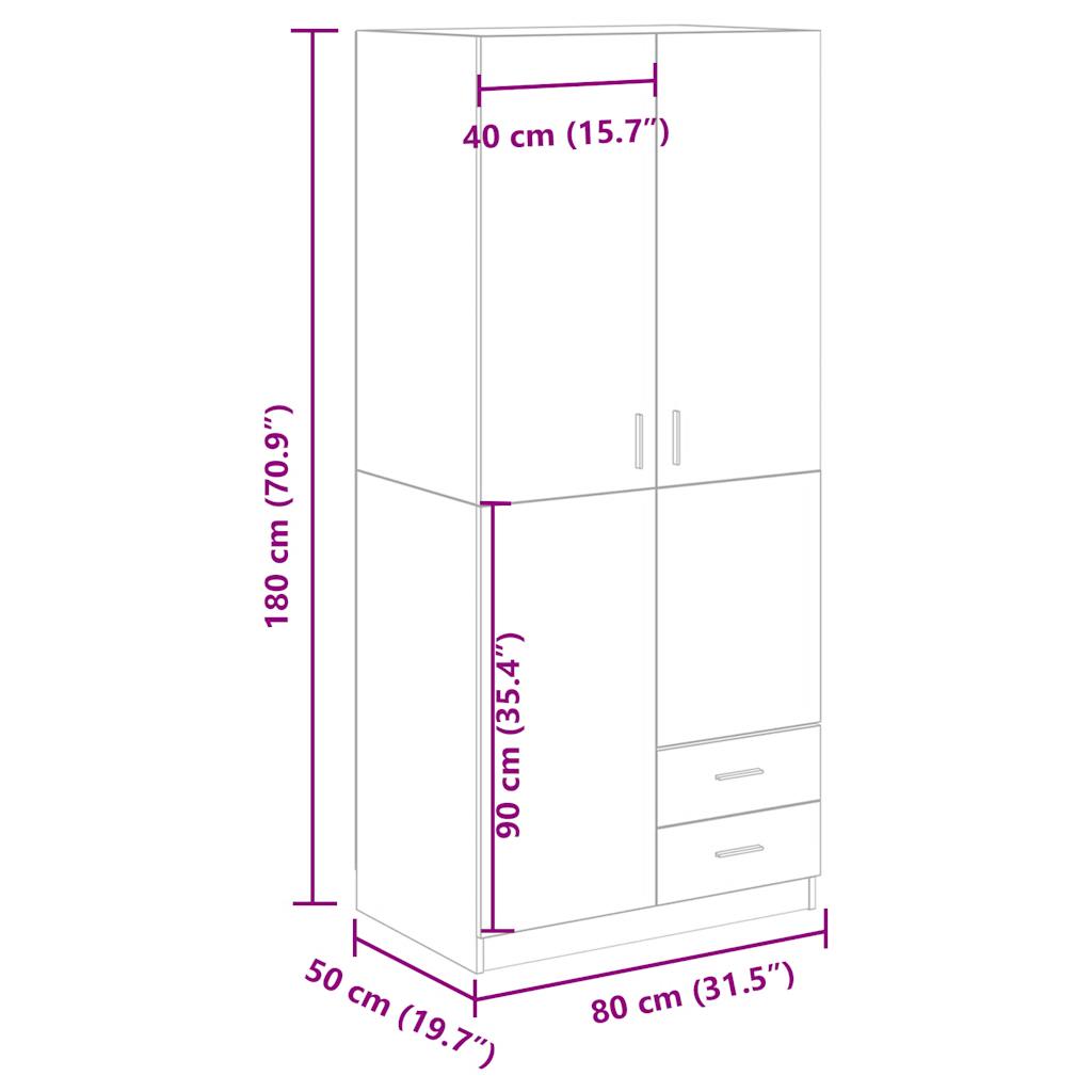 Wardrobe Artisian Oak 80x52x180 cm Engineered Wood