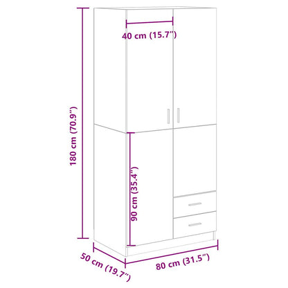 Wardrobe Artisian Oak 80x52x180 cm Engineered Wood