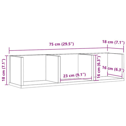 CD Wall Shelf Old Wood 75x18x18 cm Engineered Wood