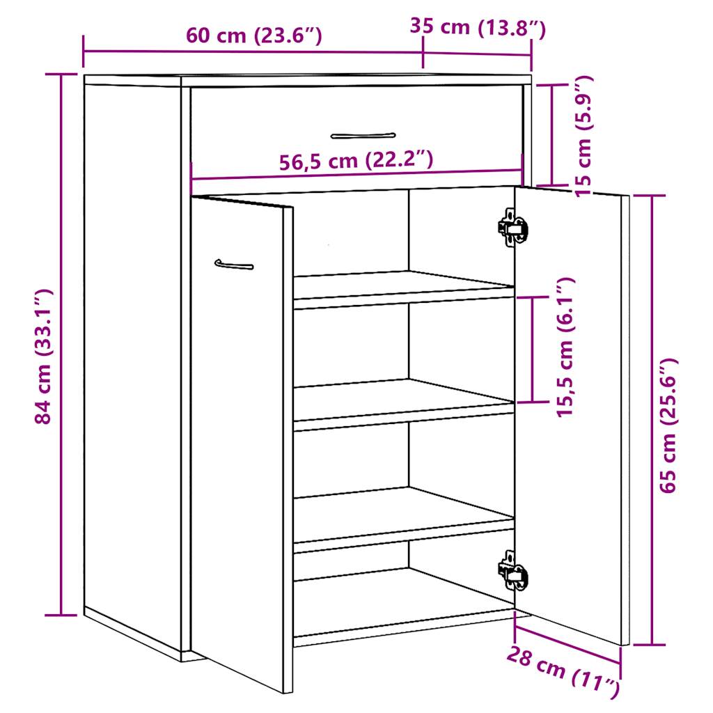 Shoe Cabinet Old Wood 60x35x84 cm Engineered Wood