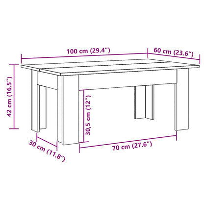 Coffee Table Old Wood 100x60x42 cm Engineered Wood