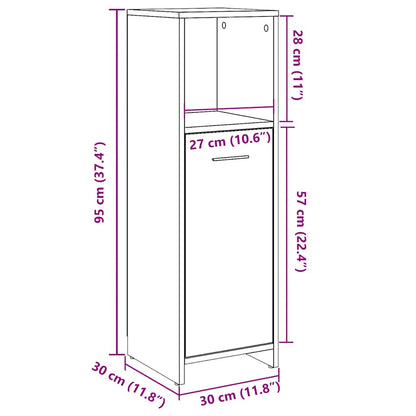 Bathroom Cabinet Concrete Grey 30x30x95 cm Engineered Wood