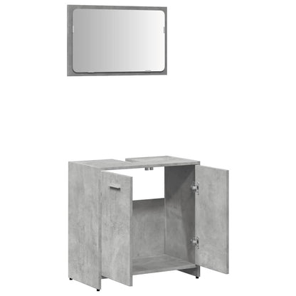 Bathroom Cabinet with Mirror Concrete Grey Engineered Wood