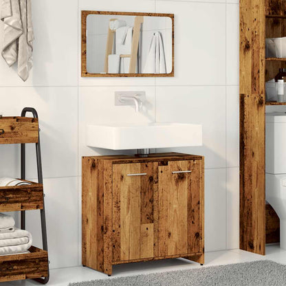 Bathroom Cabinet with Mirror Old Wood Engineered Wood