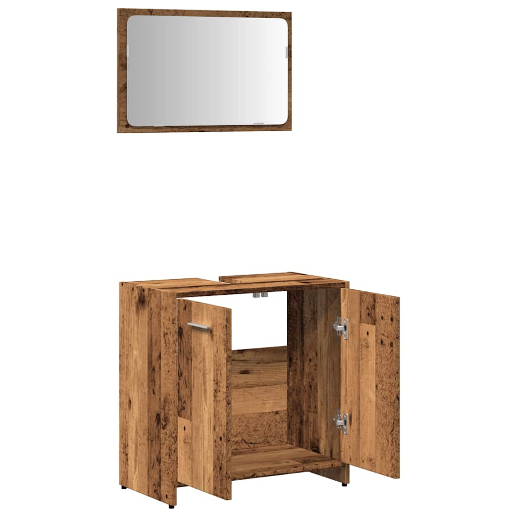 Bathroom Cabinet with Mirror Old Wood Engineered Wood