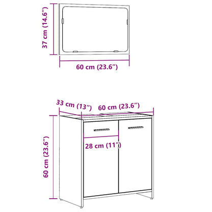 Bathroom Cabinet with Mirror Old Wood Engineered Wood