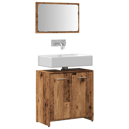 Bathroom Cabinet with Mirror Old Wood Engineered Wood