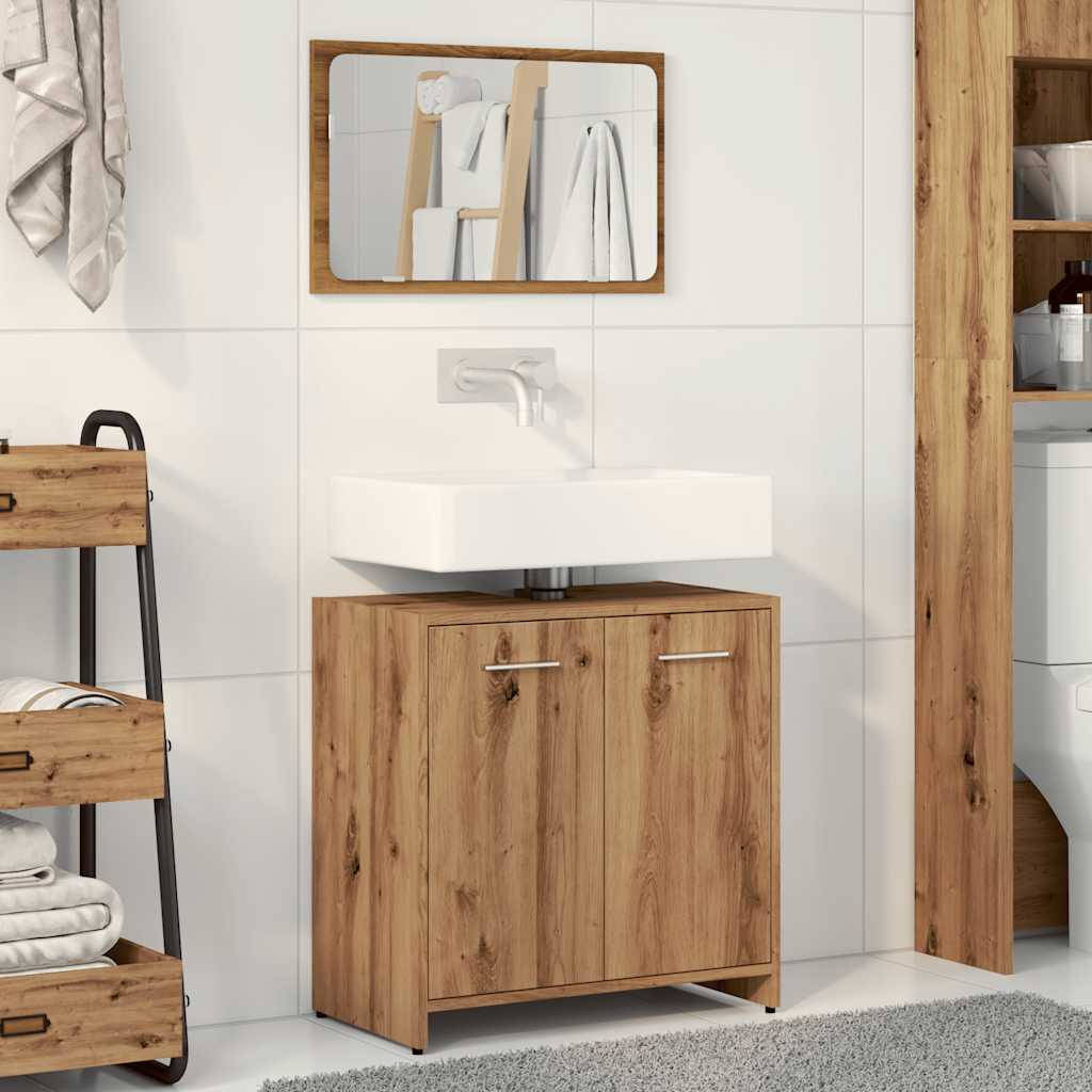 Bathroom Cabinet with Mirror Artisan Oak Engineered Wood