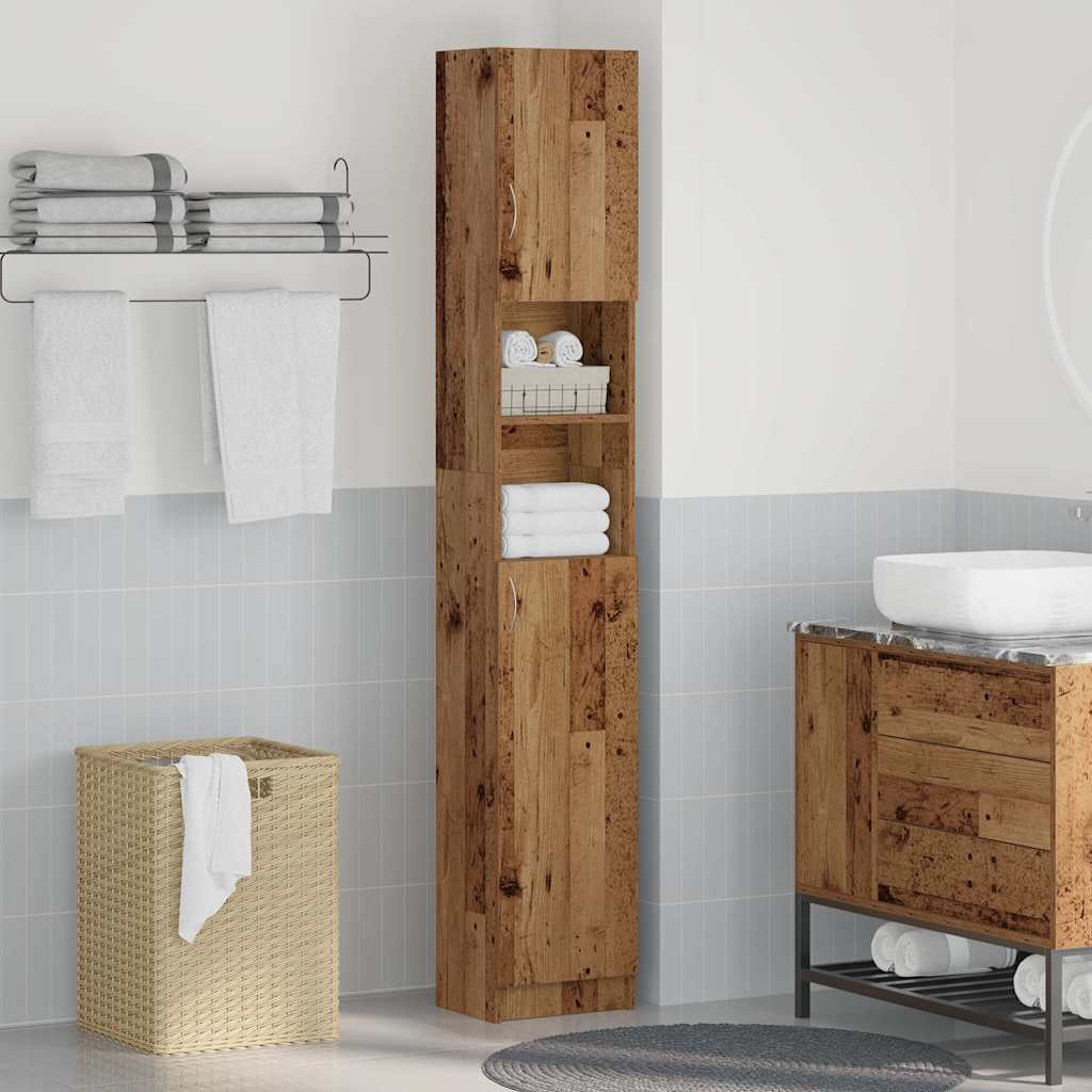 Bathroom Cabinet Old Wood 32x25.5x190 cm Engineered Wood